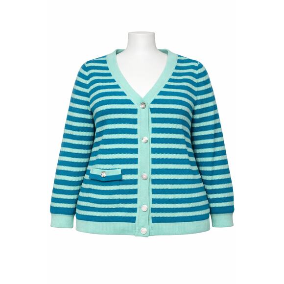 Isaac Mizrahi Sweaters - NWOT Isaac Mizrahi Live! Striped Button-Front Cardigan‎ Sweater [L]
